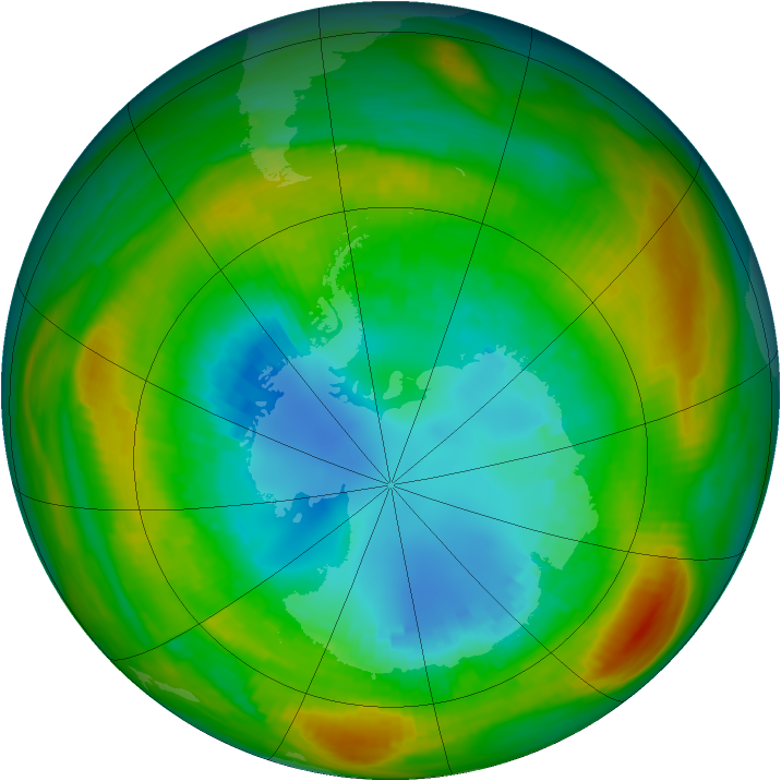 Antarctic ozone map for 23 August 1980
